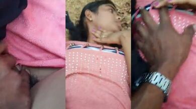 Young slim cute girl outdoor sex